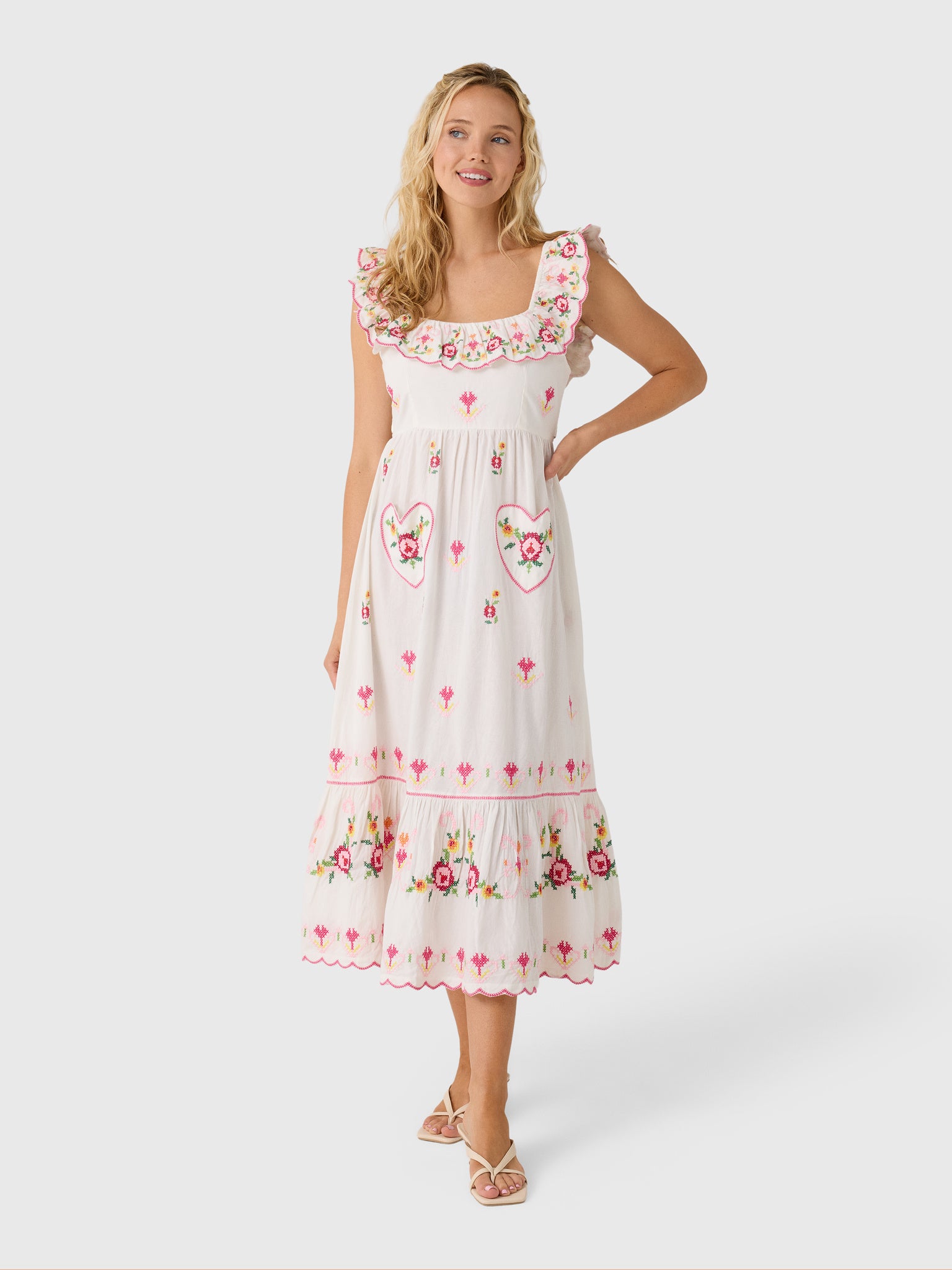 Rose Cross Stitch Pippa Dress, L
