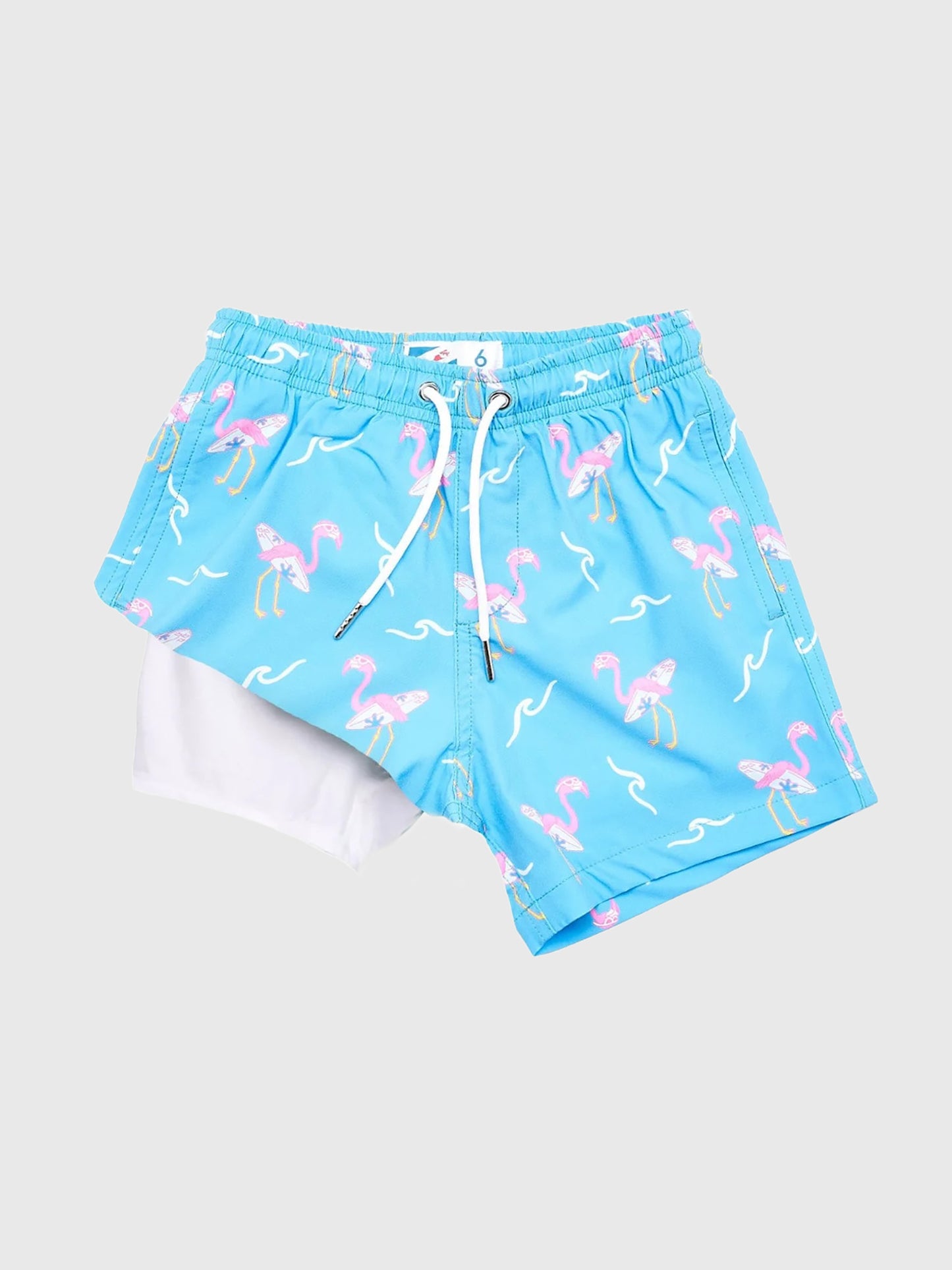 Bermies Boys' Surfing Flamingo Swim Trunk - Saint Bernard