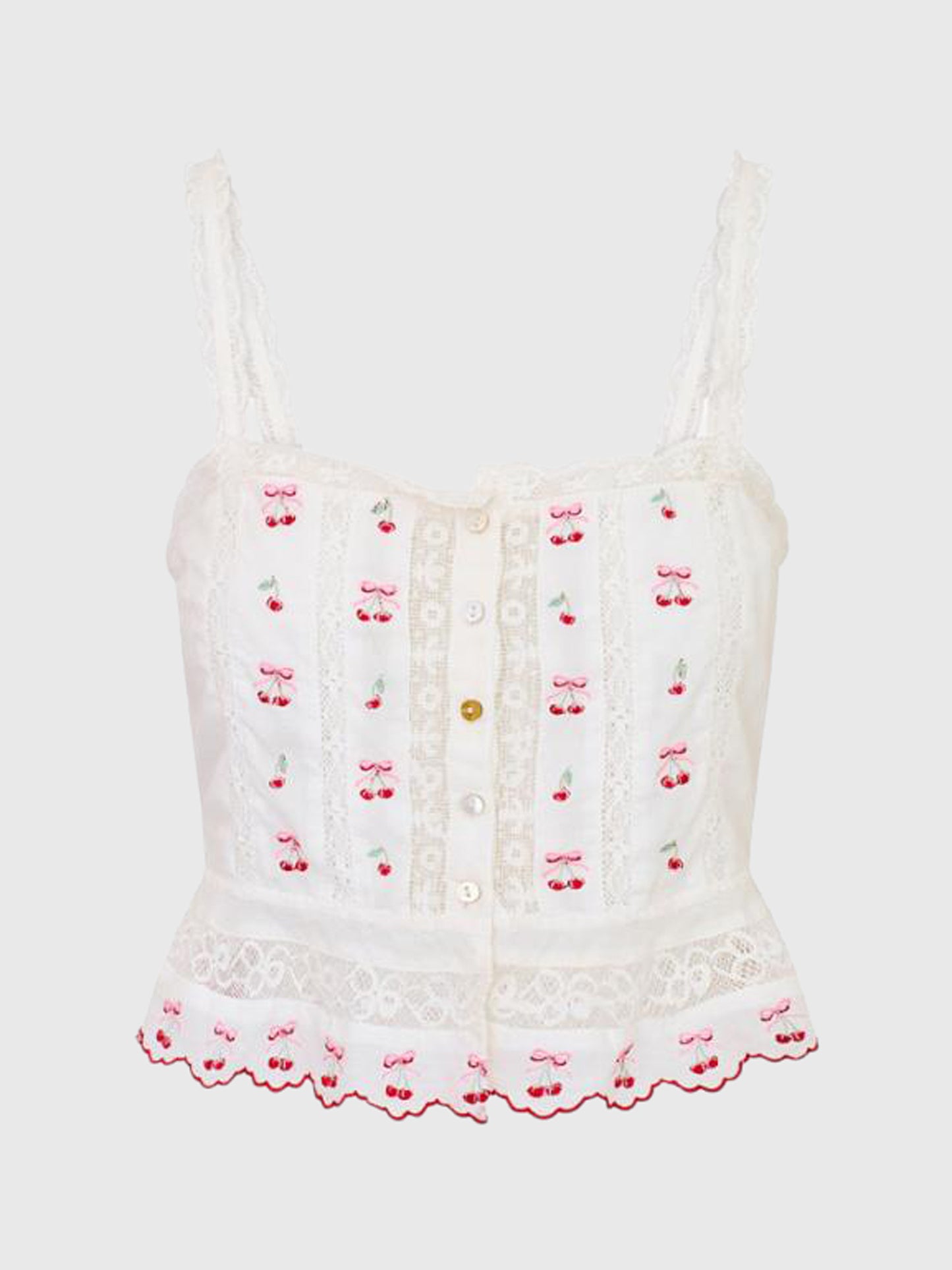 LoveShackFancy Women's Vietta Cotton Cherry Top - Saint Bernard