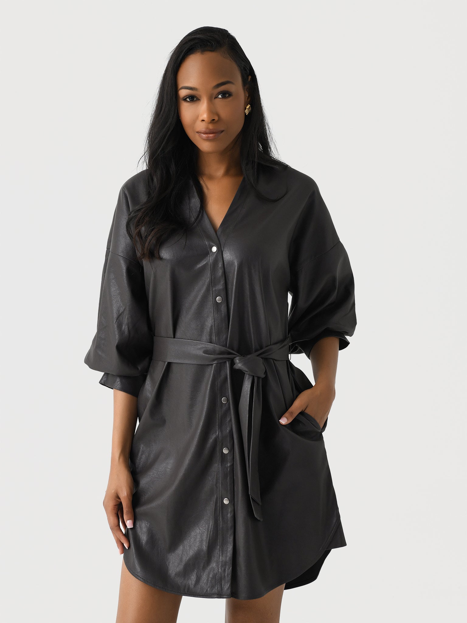 Brochu Walker Women's The Kate Belted Vegan Leather Dress Brochu Walker Women's The Kate Belted Vegan Leather Dress