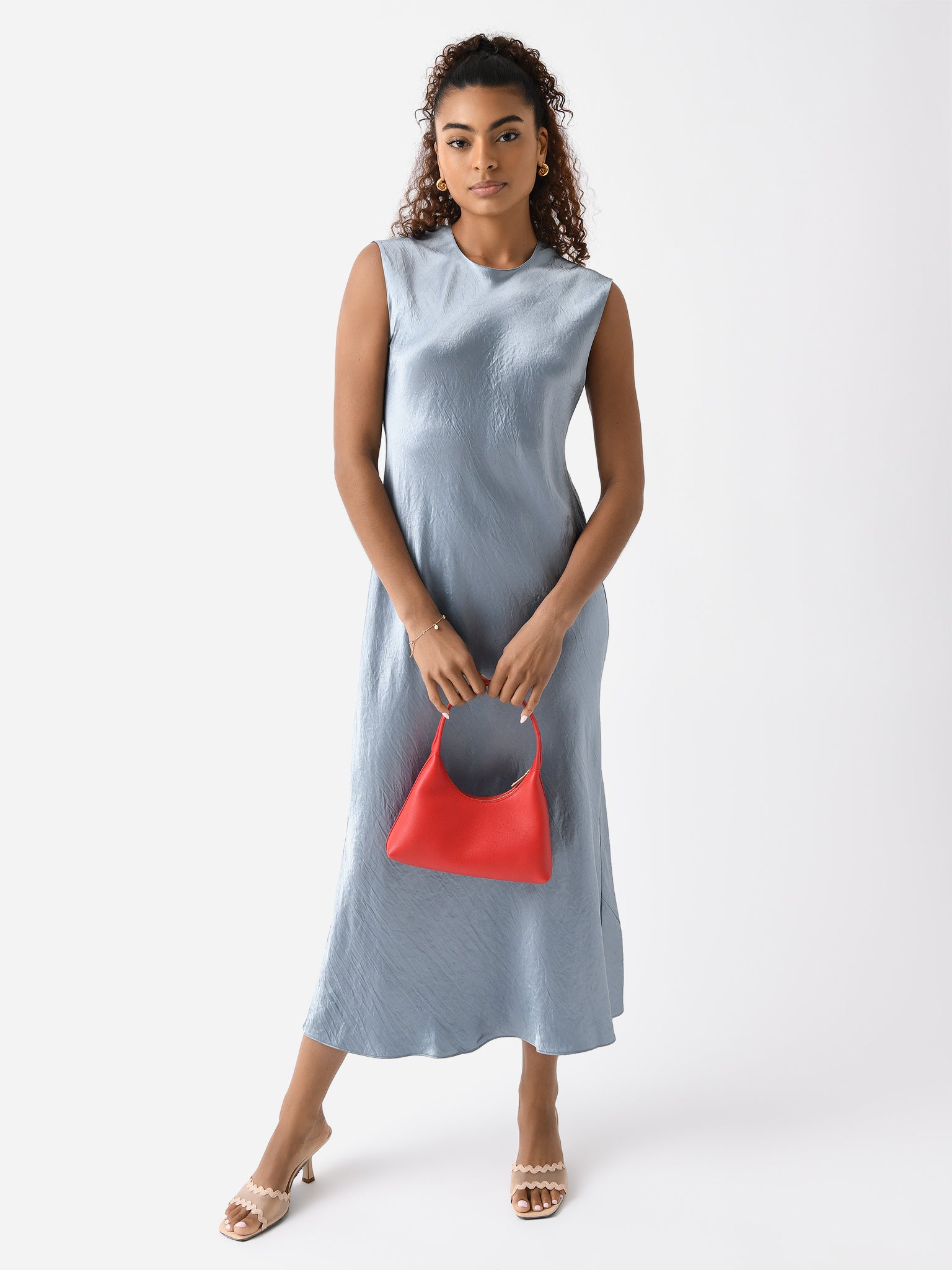 Vince Women's Satin Bias Cap-Sleeve Dress  Saint Bernard