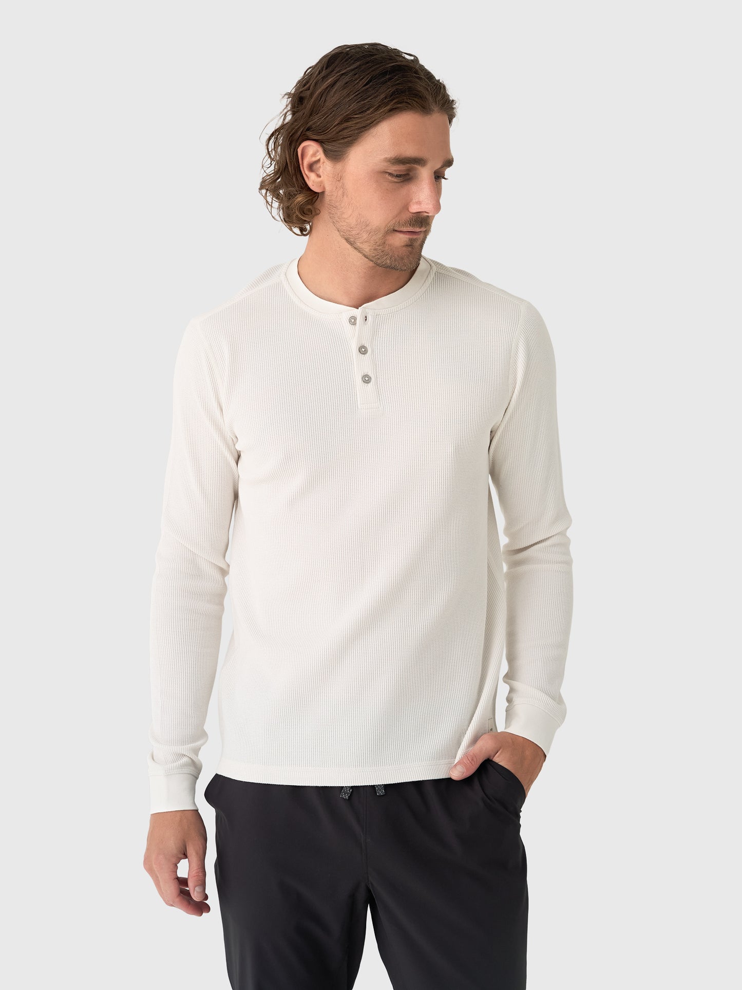 Vuori Men's Long Sleeve Waffle Henley - Saint Bernard