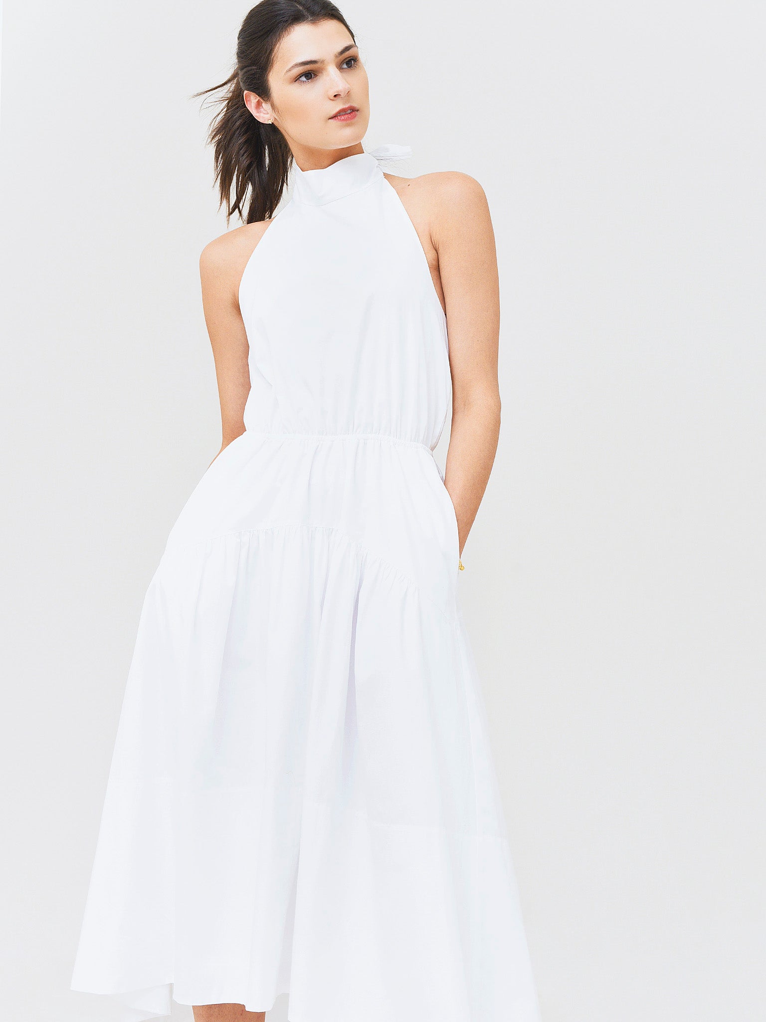 Vince Women's Draped Neck Halter Dress Saint Bernard Vince Women's Draped Neck Halter Dress Saint Bernard