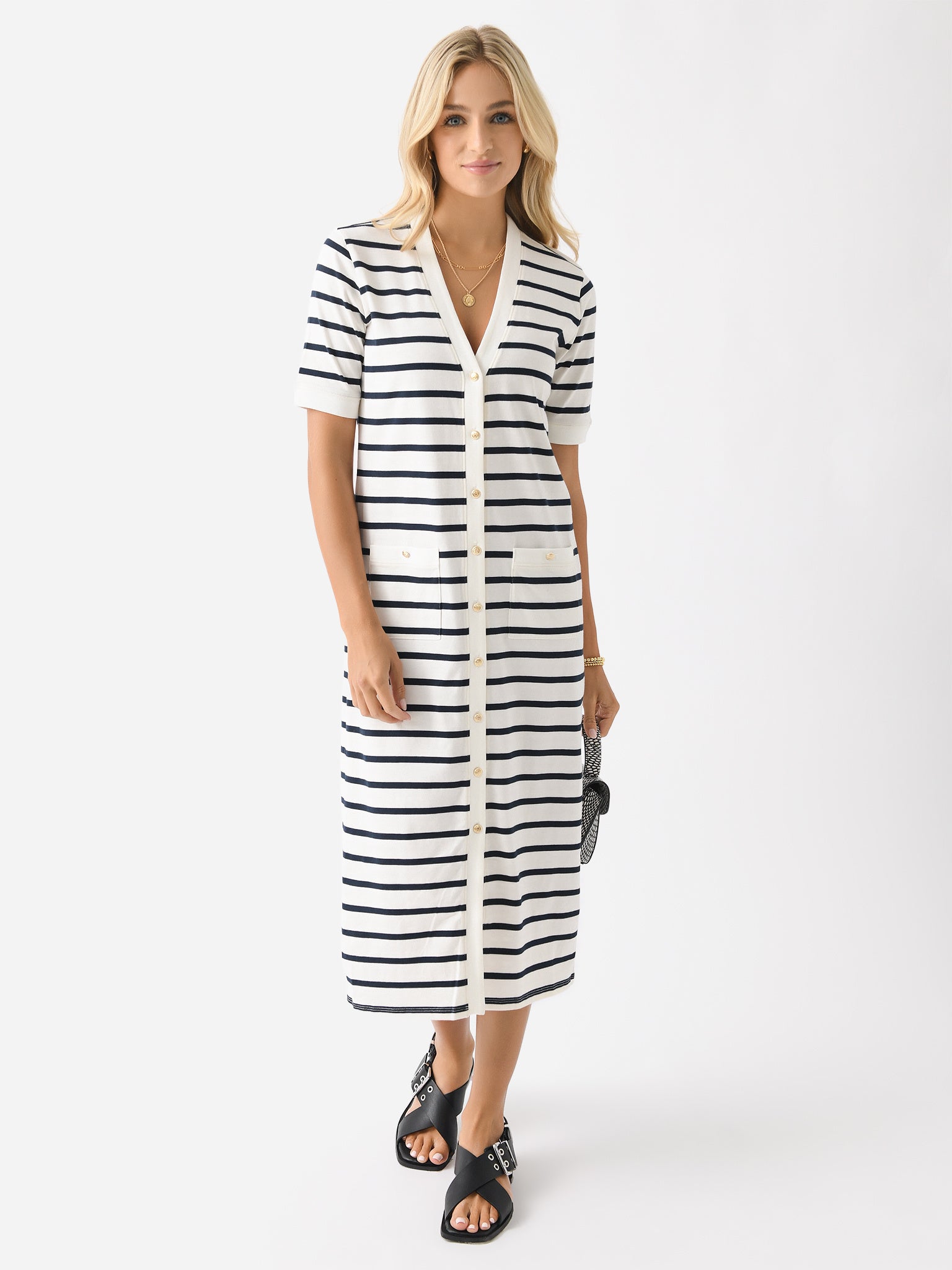 frame cotton dress FRAME Gathered Seam Short Sleeve Dress | White | Cotton