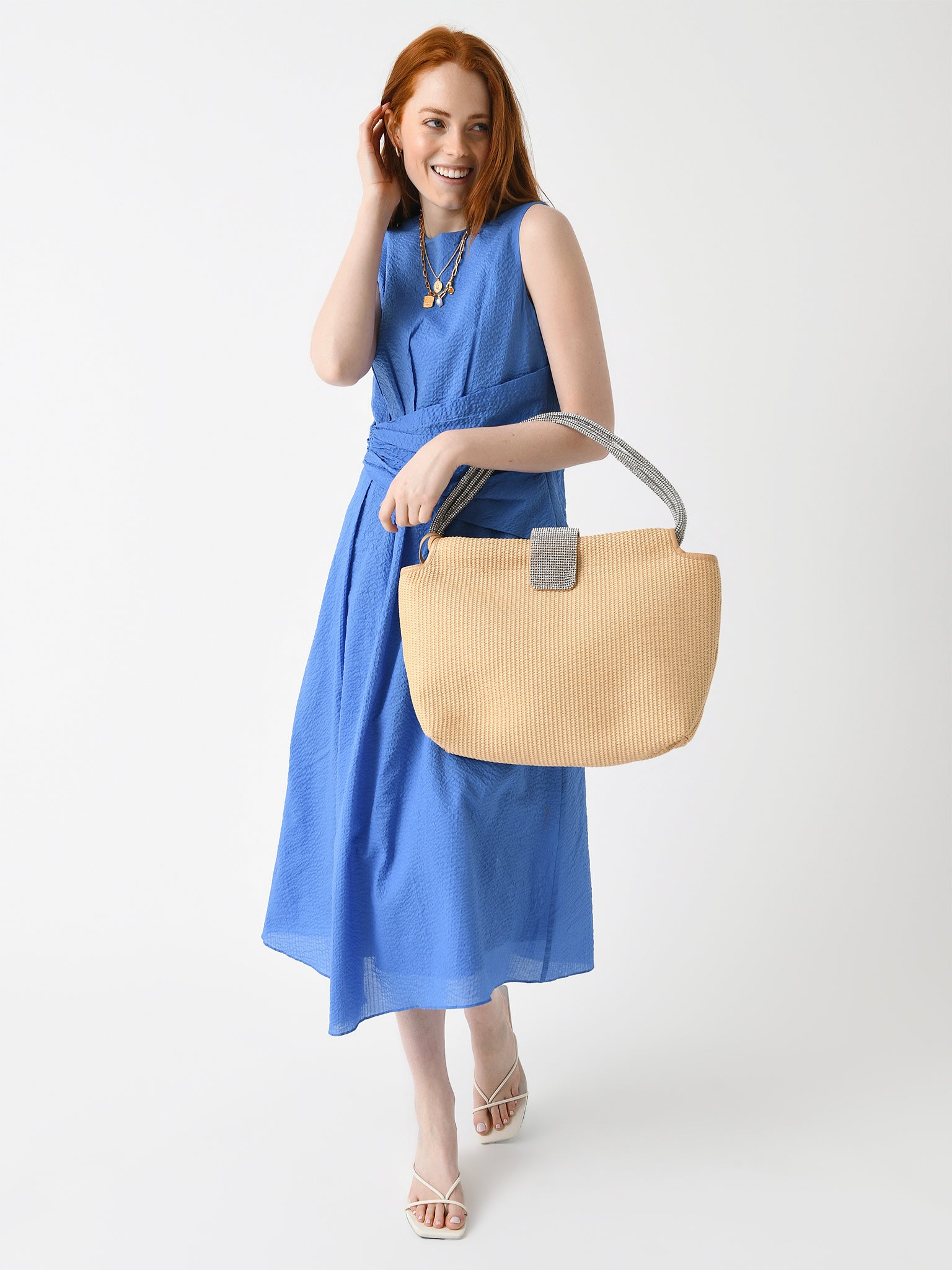 Frame Women's Ruched Sleeveless Midi Dress Saint Bernard Frame Women's Ruched Sleeveless Midi Dress Saint Bernard
