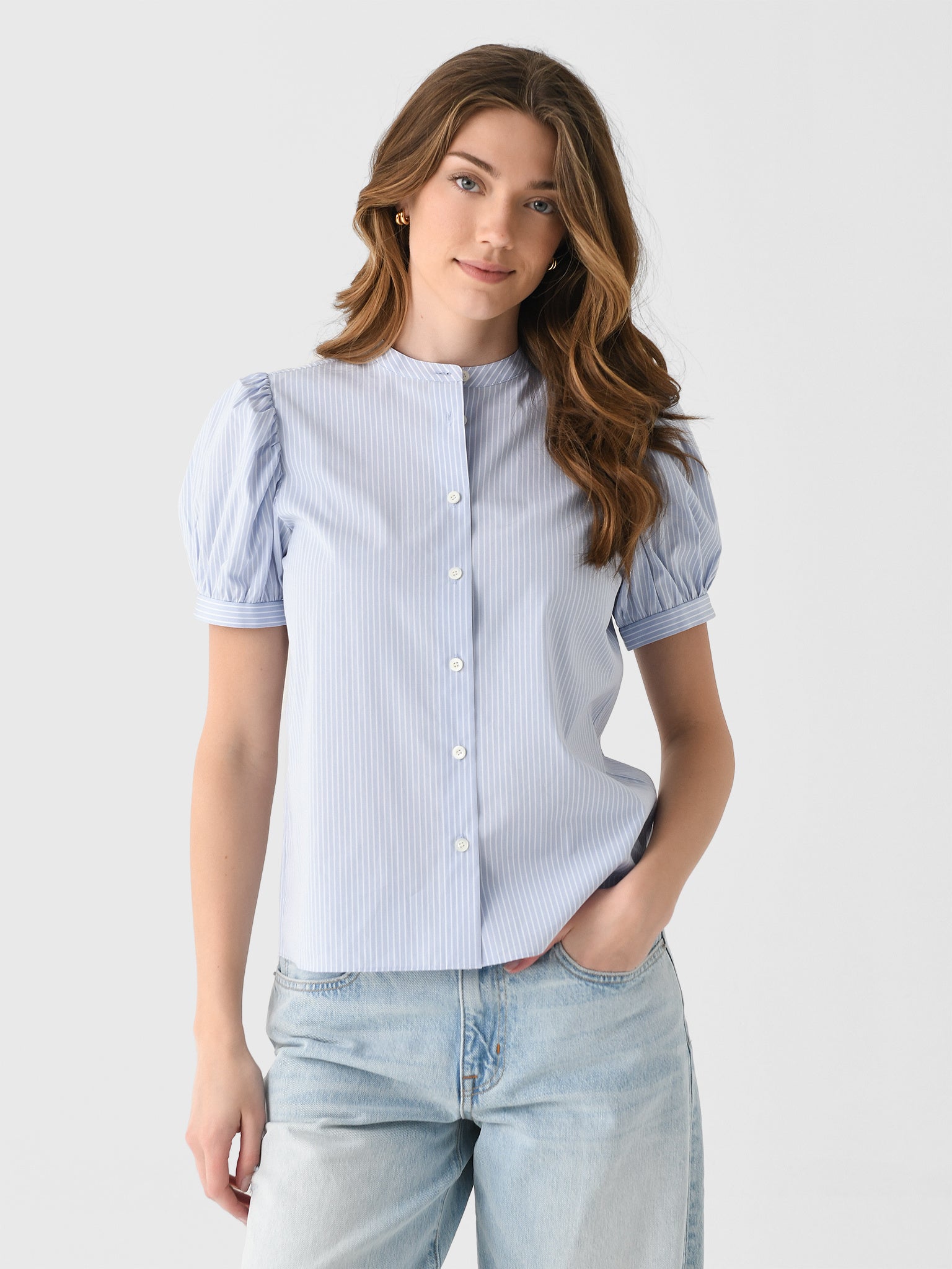 The Gathered Top - Light Chambray