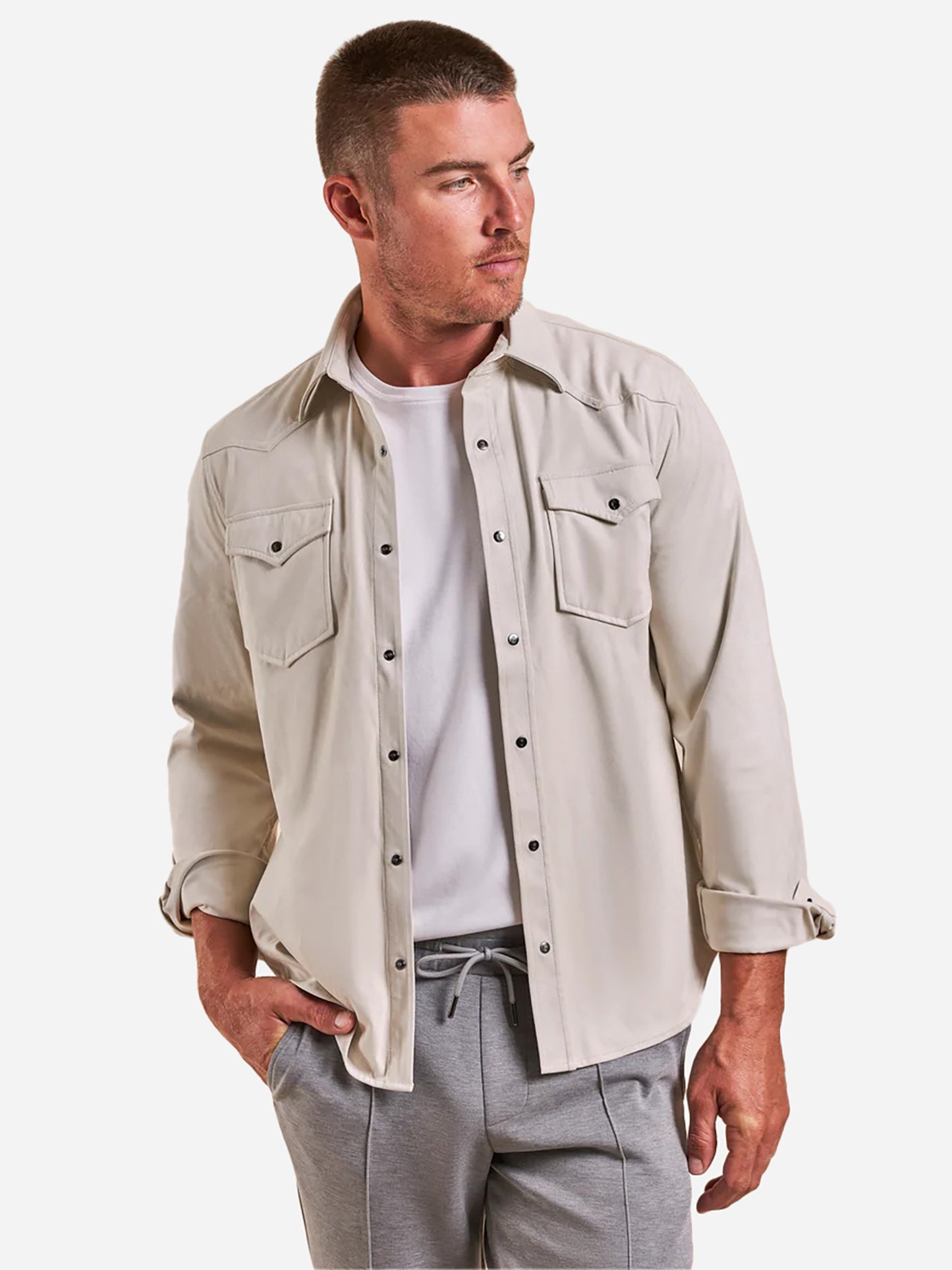 RYE51 Men's Wyatt Featherweight Microsuede Shirt Jacket - Saint Bernard