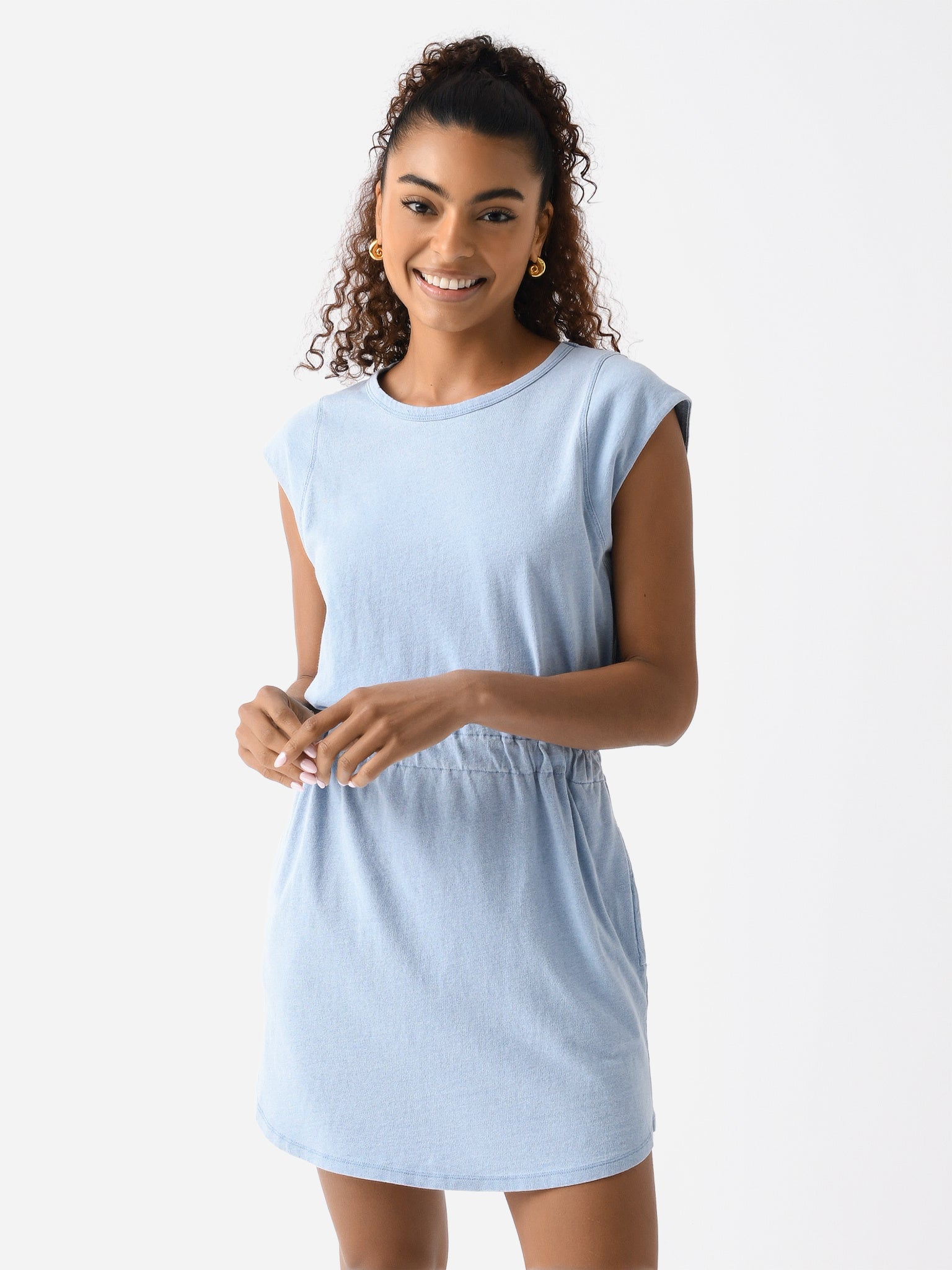 Z Supply Women's Paxton Knit Denim Jersey Mini Dress Z Supply Women's Paxton Knit Denim Jersey Mini Dress