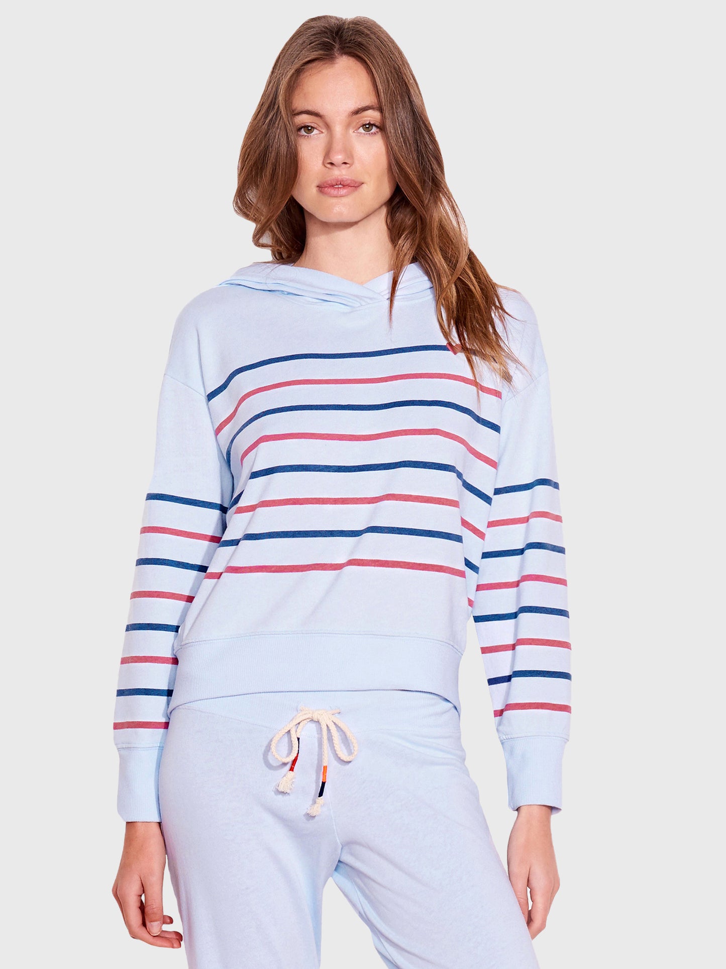 Sundry Women's Mini Heart Stripes Hoodie - Saint Bernard