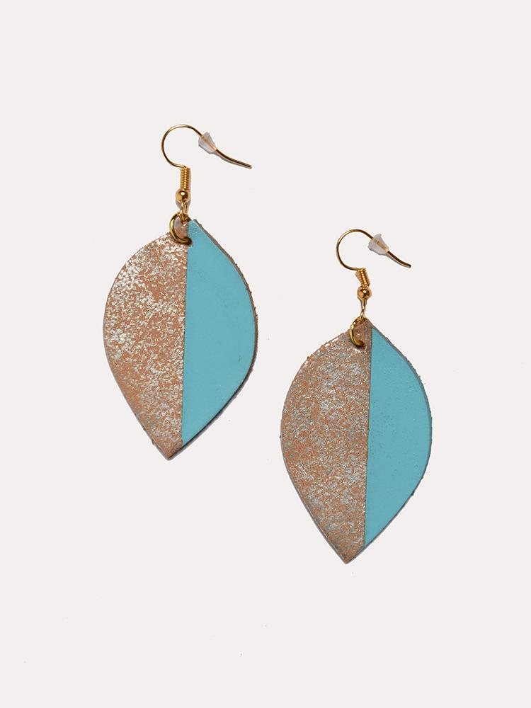 The Crowns Women's Painted Small Leaf Drop Earrings - Saint Bernard