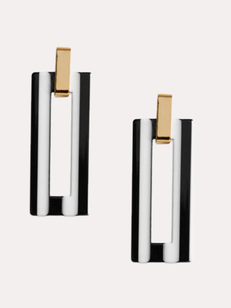 Neely Phelan Black + White Rectangle Hoop Earring - Saint Bernard