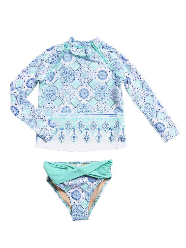 Cabana Life Girls' Rash Guard Swim Set - Saint Bernard