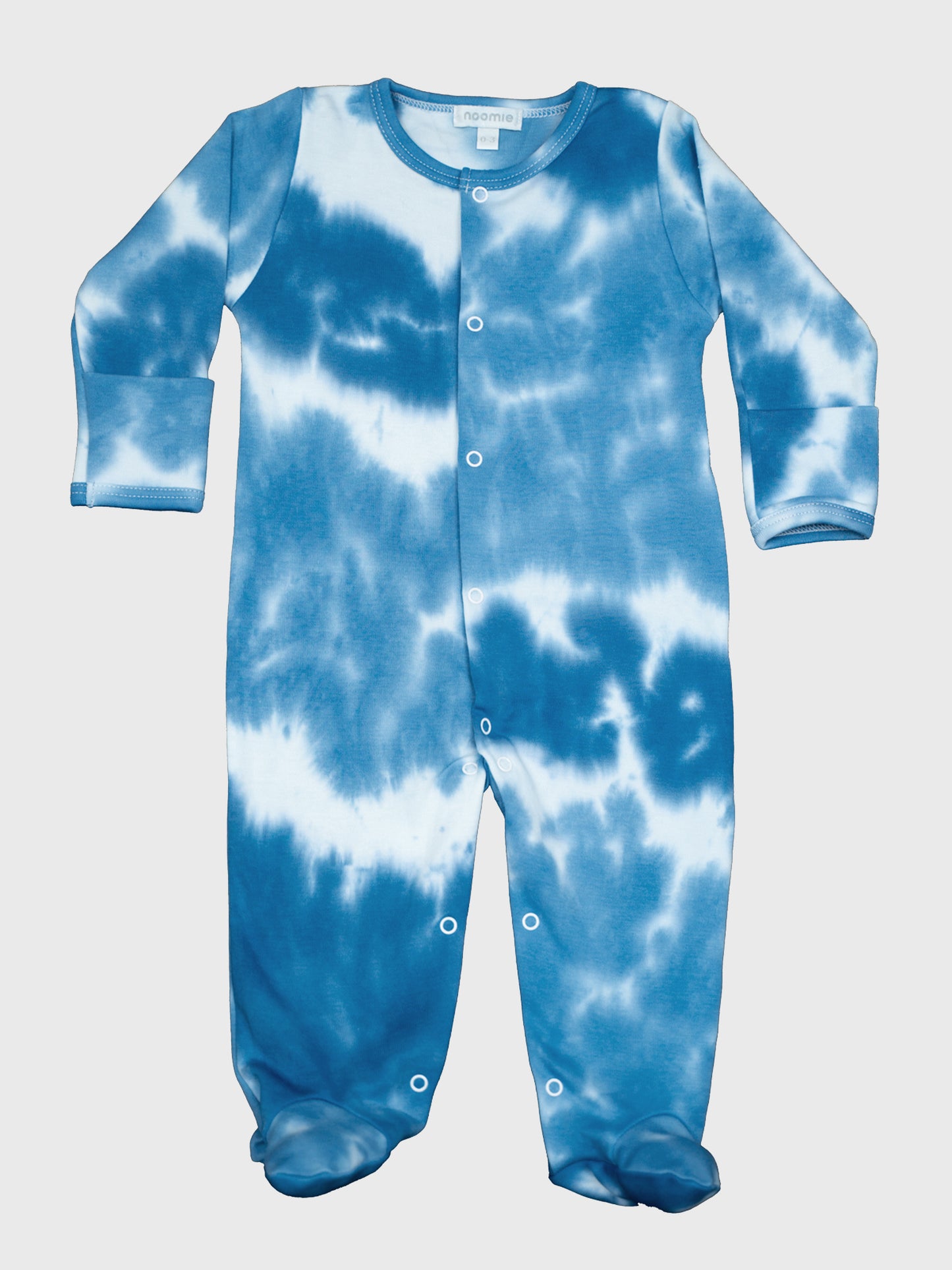 Baby Noomie Baby Boys' Dark Blue Tie-Dye Snap Footie Onesie - Saint Bernard