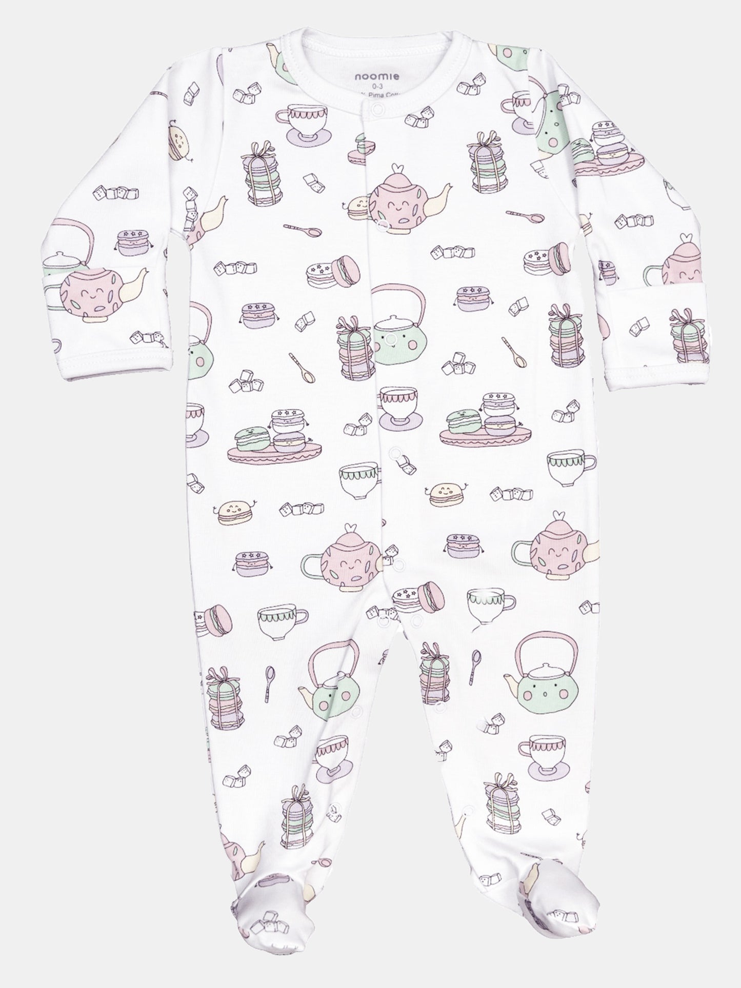 Baby Noomie Little Girls’ Macarons Snap Footie - Saint Bernard