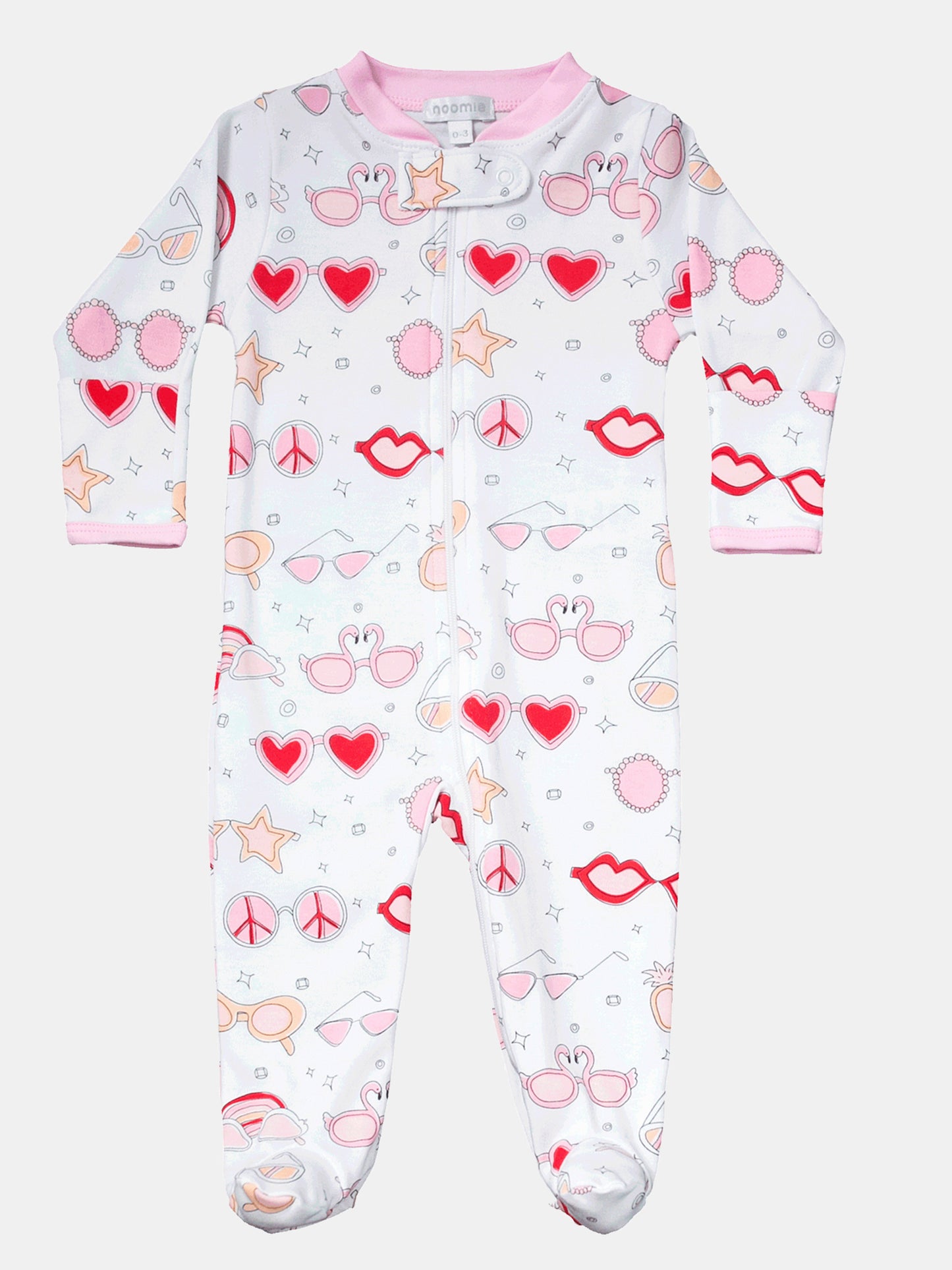 Baby Noomie Pink Shades Zipper Footie Pajamas - Saint Bernard