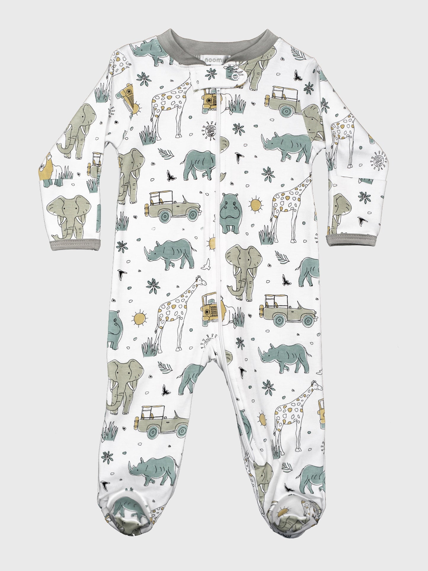 Baby Noomie Baby Boys' Safari Zipper Footie Onesie - Saint Bernard