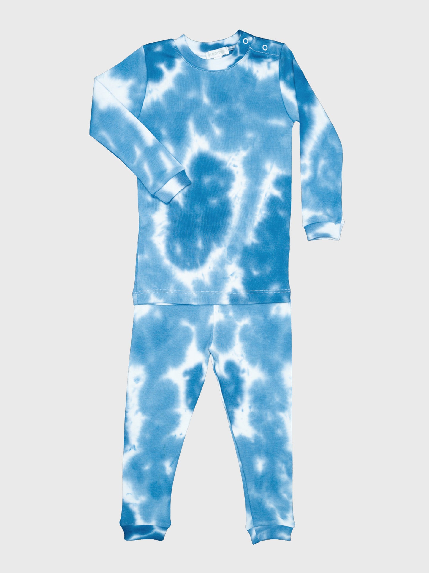 Baby Noomie Little Boys' Dark Blue Tie-Dye Two-Piece Pajama - Saint Bernard