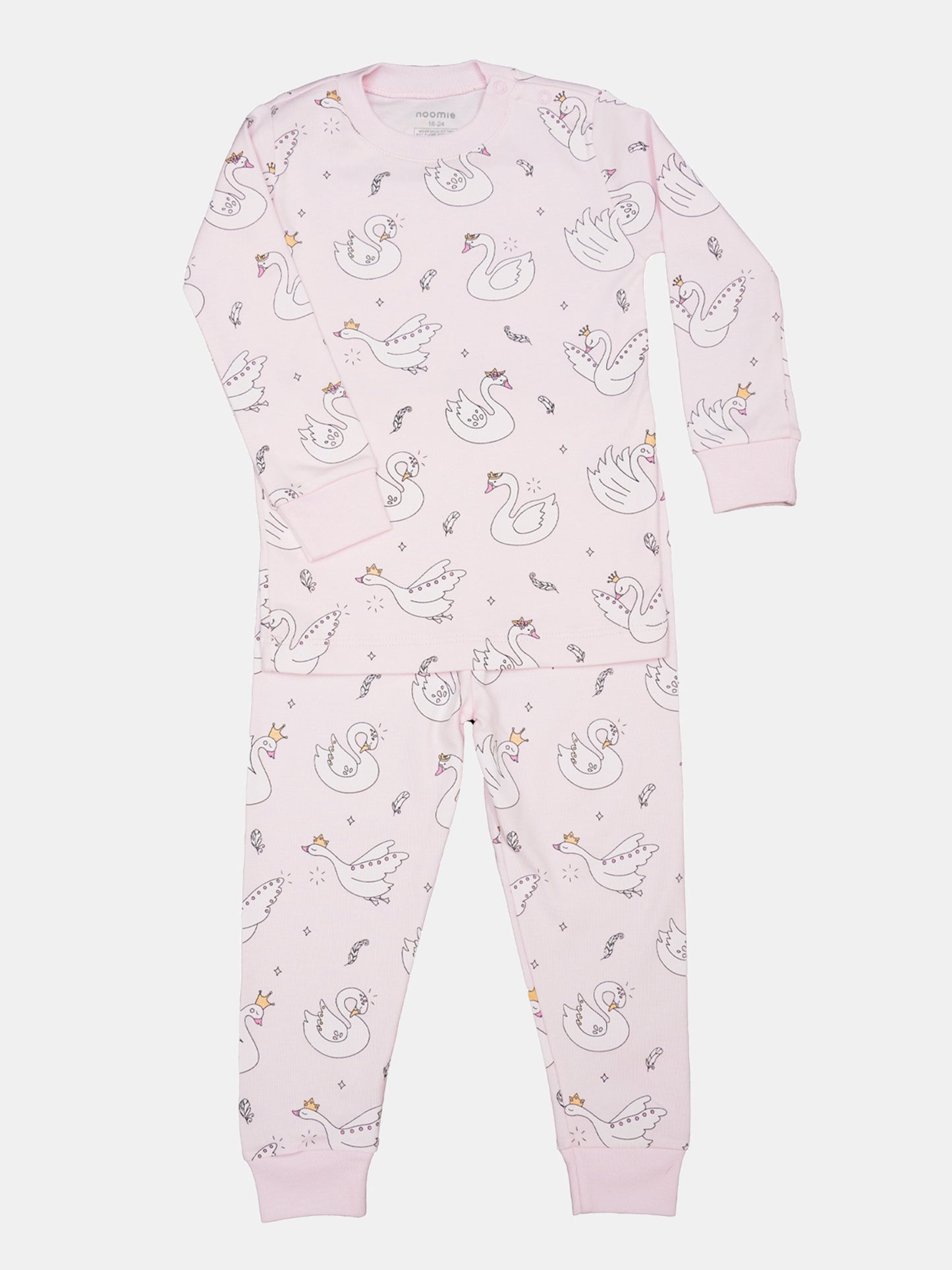 Baby Noomie Girls’ Two-Piece Swan Pajama Set - Saint Bernard