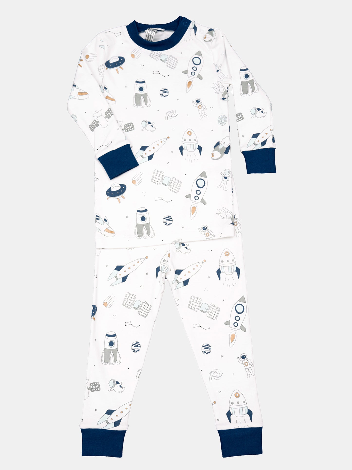 Baby Noomie Boys’ Spaceships Two-Piece Pajama Set - Saint Bernard