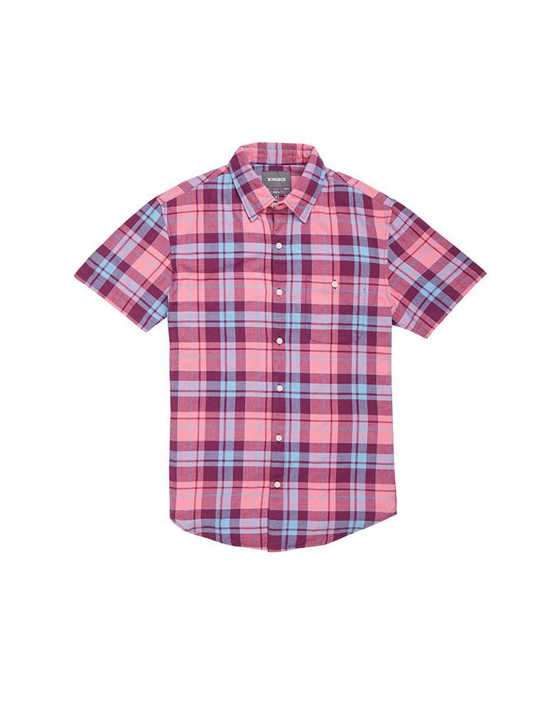 Bonobos Short Sleeve Plaid Slim Shirt - Saint Bernard
