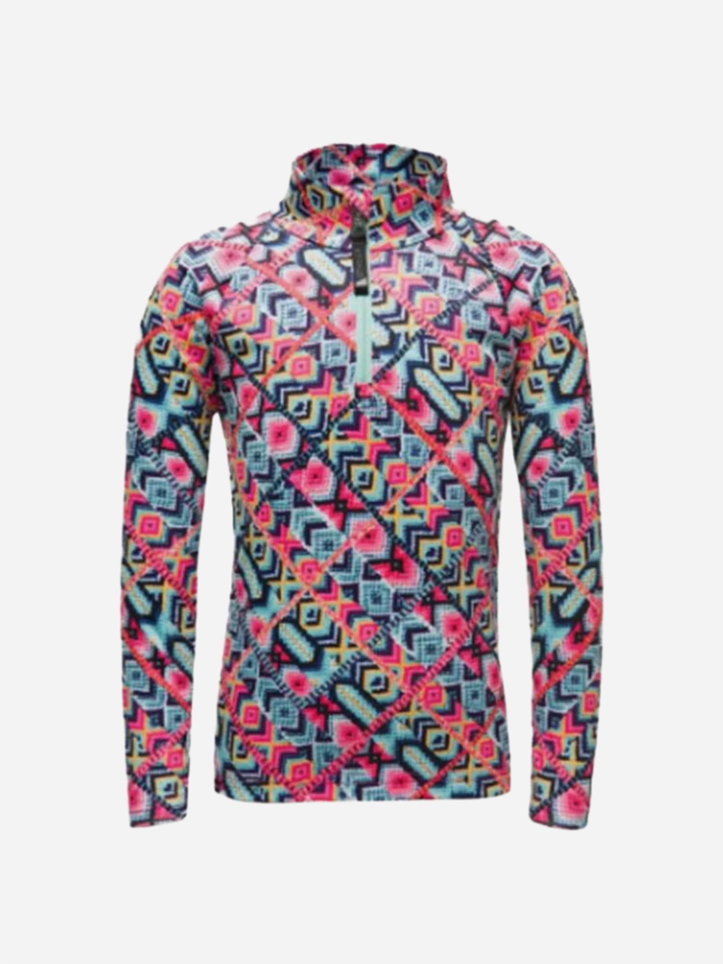 Spyder Girls' Bitsy Reflect Zip T-Neck Pullover - Saint Bernard