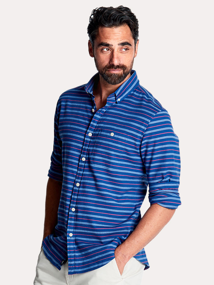 Vineyard Vines Men's Andros Stripe Slim Longshore Shirt - Saint Bernard