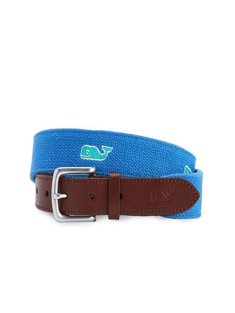 Vineyard Vines Embroidered Whales Canvas Club Belt - Saint Bernard