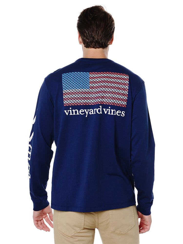 Vineyard Vines Men's Long Sleeve Mini Whale Flag Tee