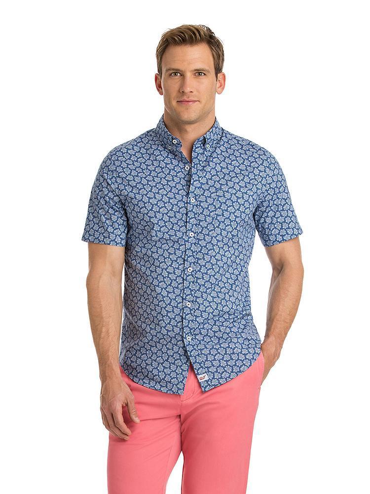 Vineyard Vines Short Sleeve Floral Sketch Slim Murray Shirt - Saint Bernard
