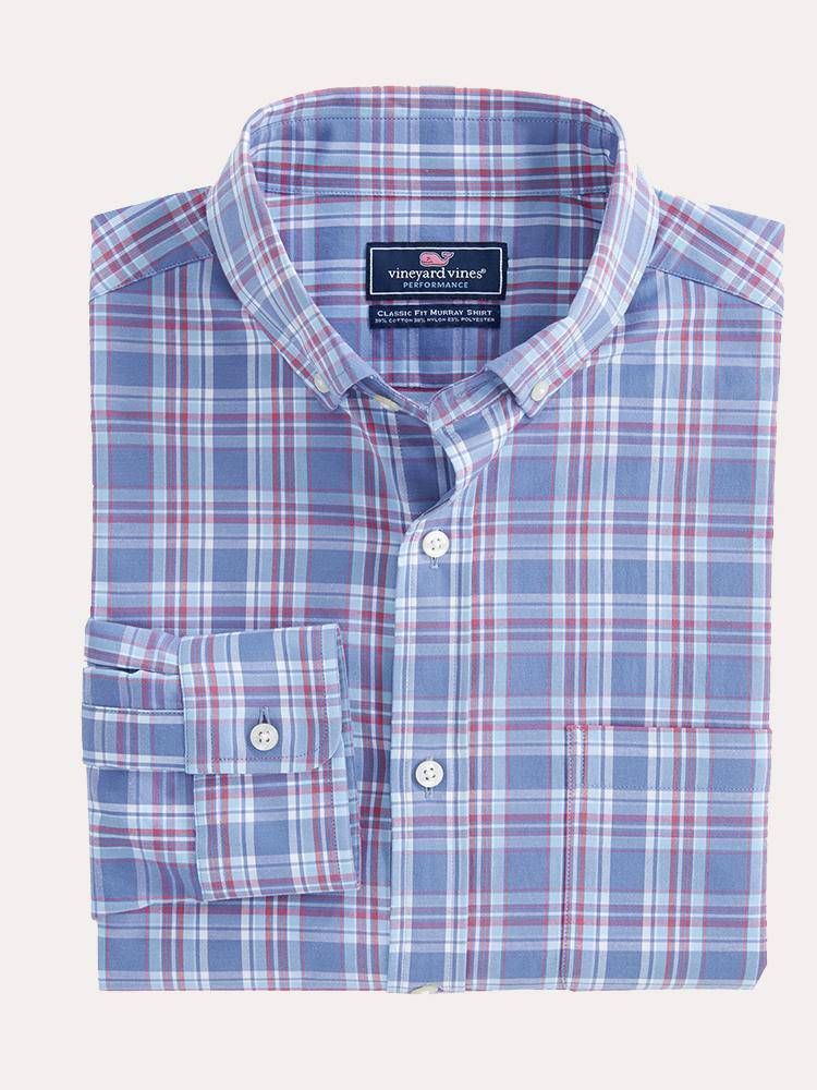 Vineyard Vines Men's Bigelow Plaid Classic Murray Shirt - Saint Bernard