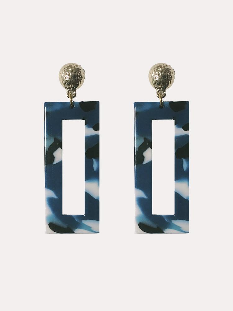 Neely Phelan Rectangle Blue Resin Earring - Saint Bernard