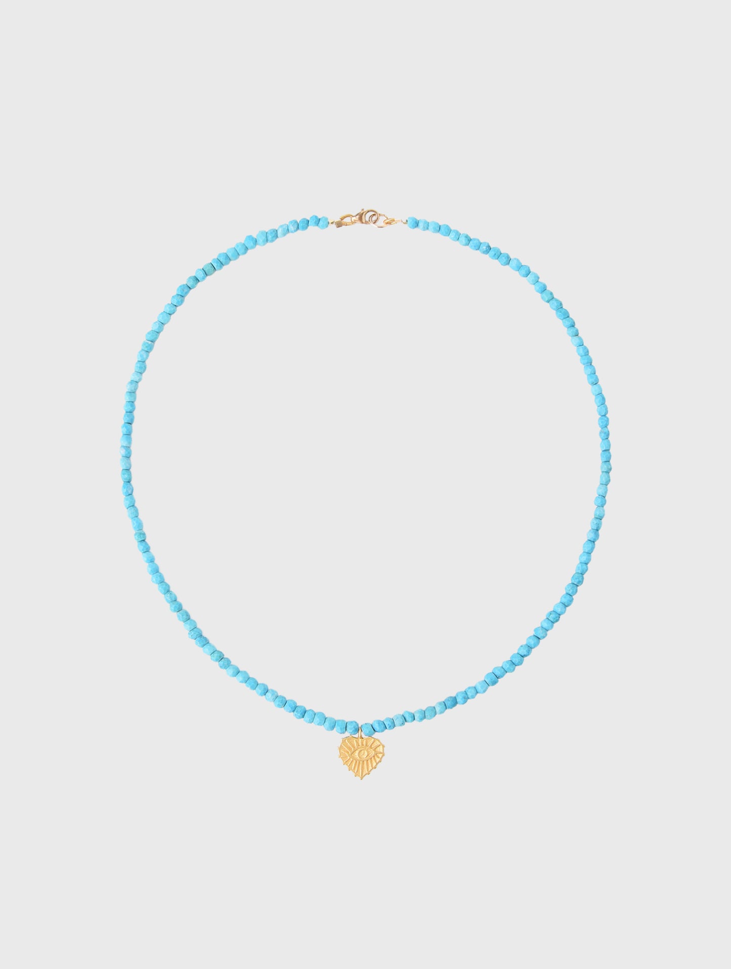 Annie O'Grady Designs Turquoise Beads On Silk Thread With Heart Charm Necklace - Saint Bernard