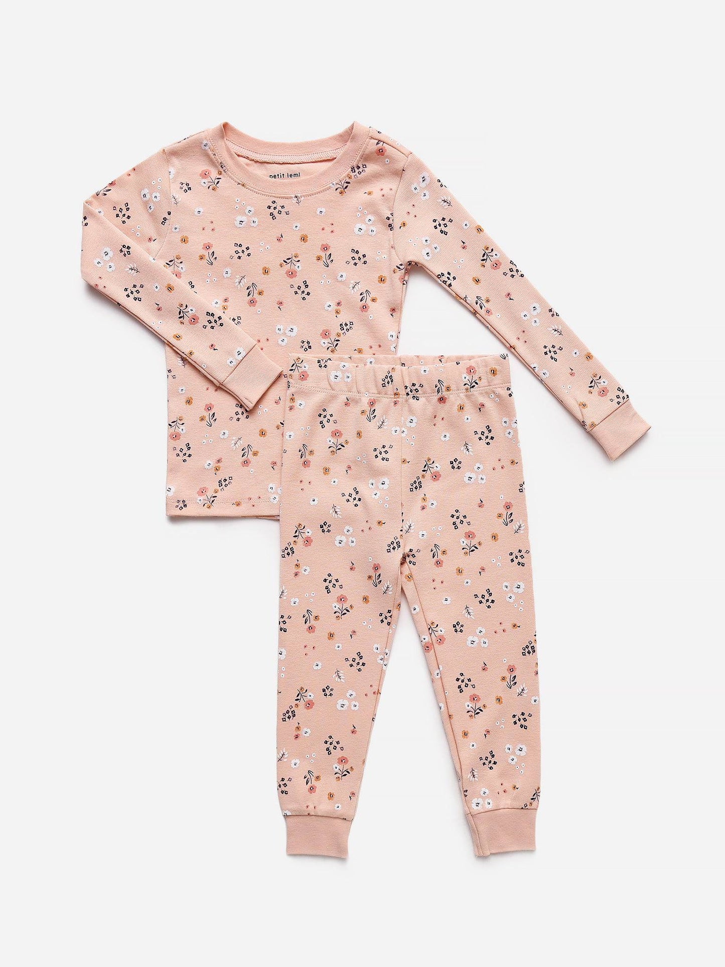 Petit Lem Girls' Farmyard Floral Pajama Set - Saint Bernard