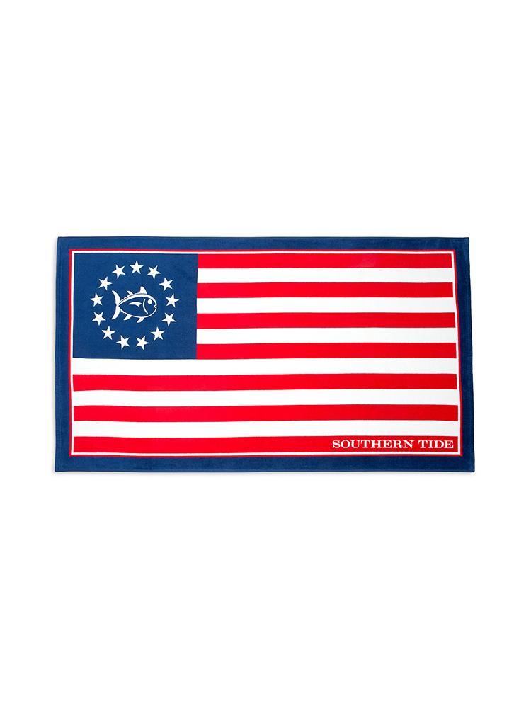 Southern Tide Grand Ole Flag Beach Towel - Saint Bernard