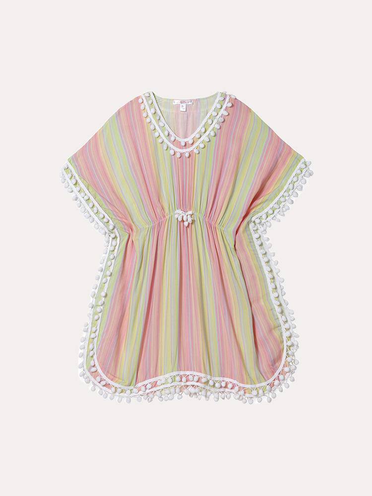 Stella Cove Girls' Pastel Stripe Poncho - Saint Bernard