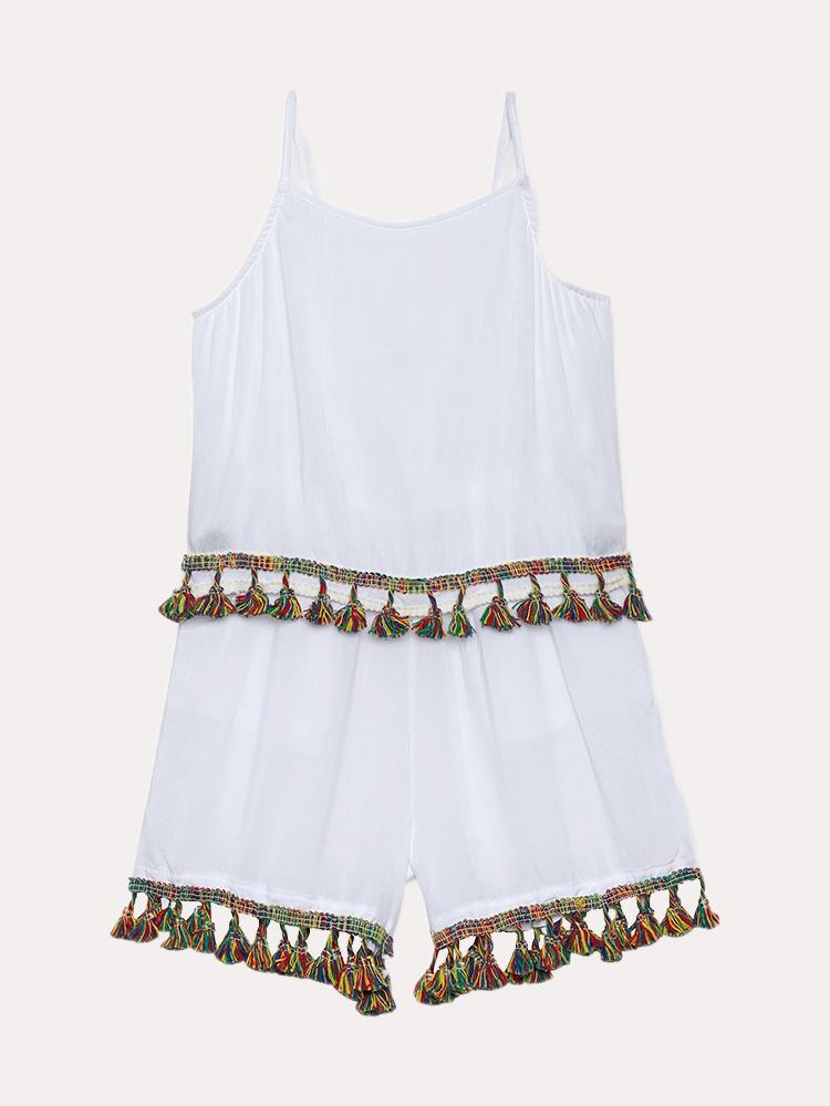 Stella Cove Girls' Tassel Romper - Saint Bernard