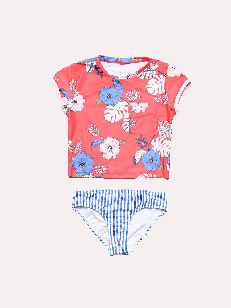 Seafolly Girl's Tropical Vibes Short Sleeve Surf Set - Saint Bernard