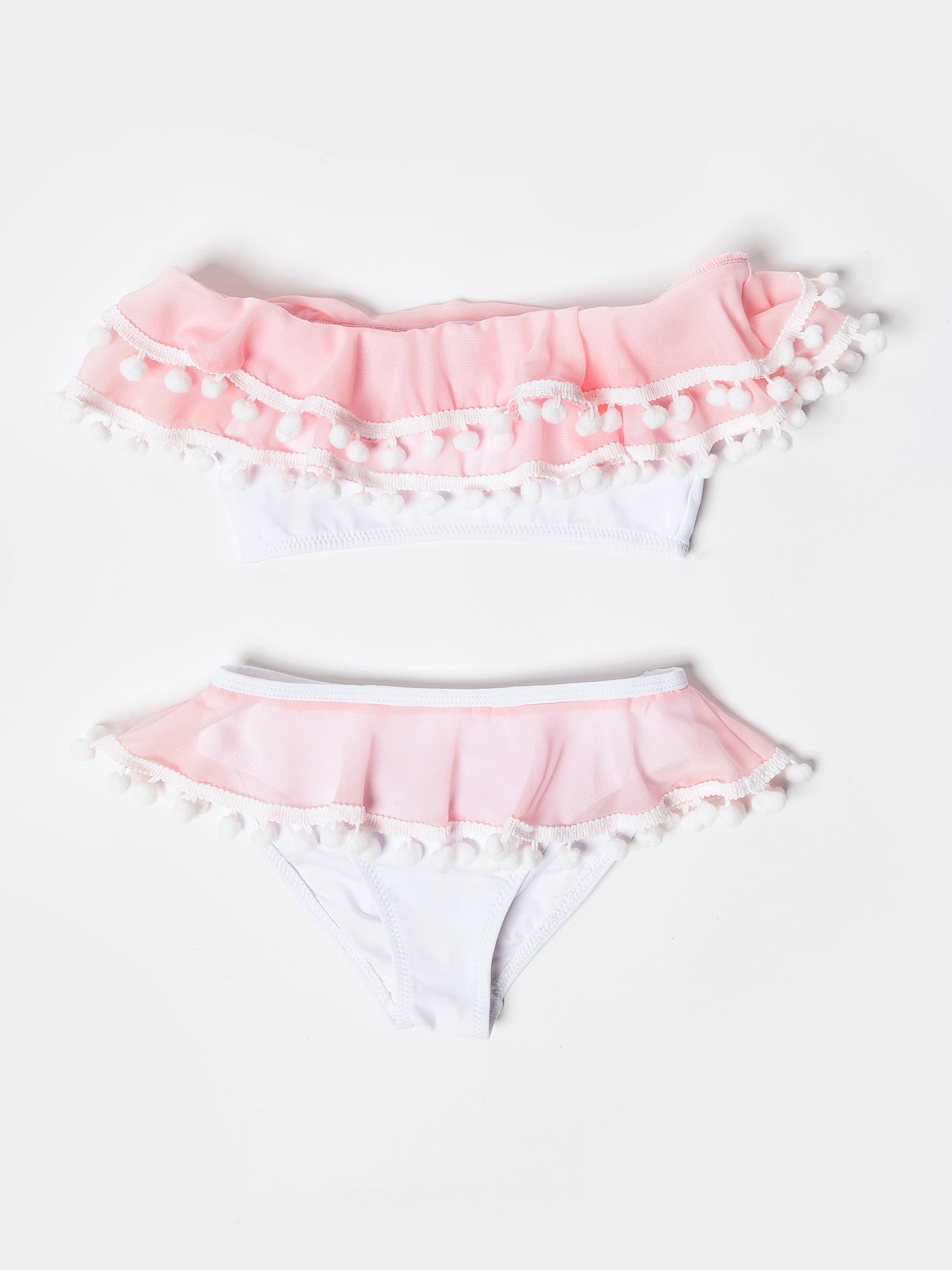 Stella Cove White with Pink Chiffon Pom Pom Bikini - Saint Bernard