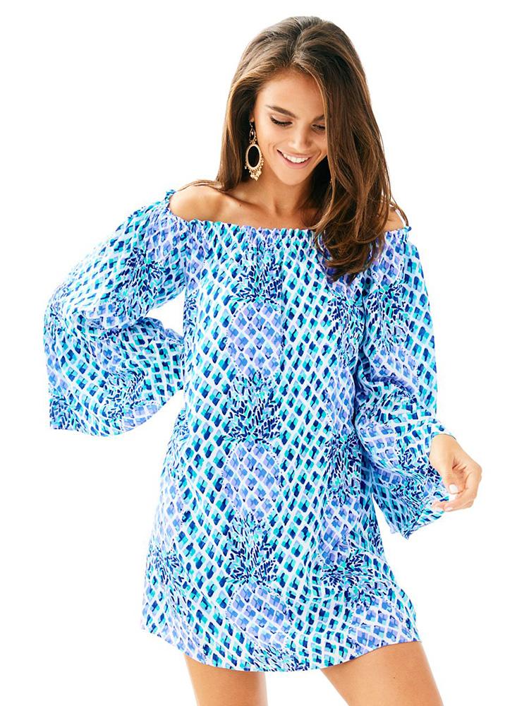 Lilly Pulitzer Nevie Off the Shoulder Dress Saint Bernard Lilly Pulitzer Nevie Off the Shoulder Dress Saint Bernard