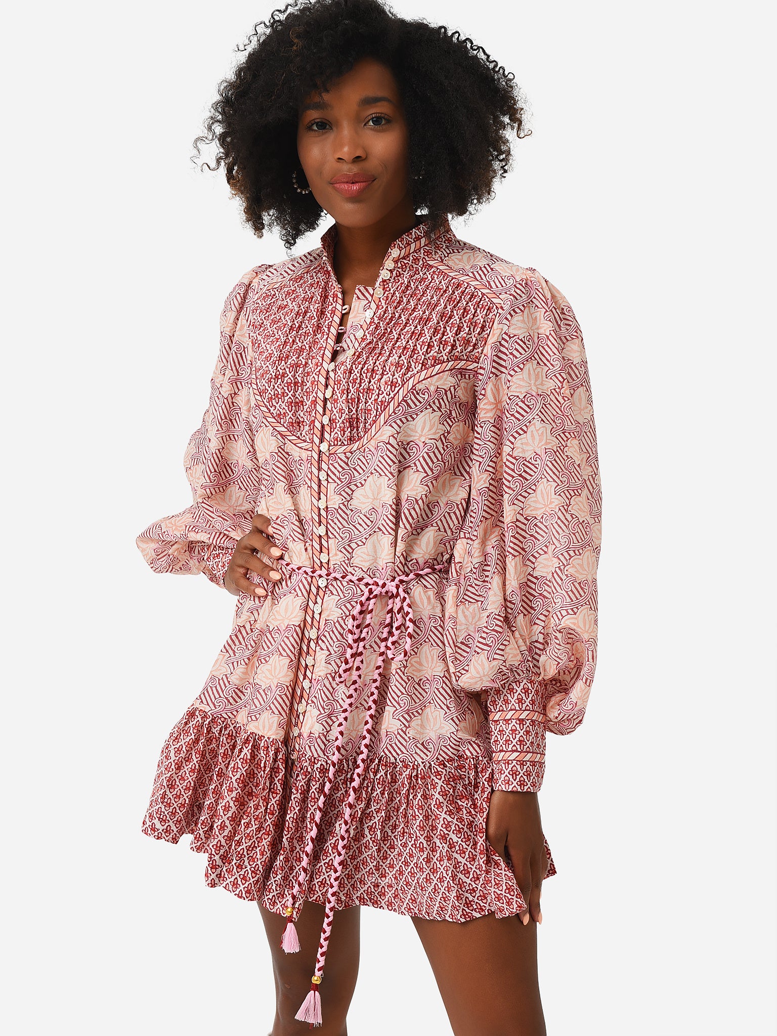 Oliphant Women's High Neck Button Mini Dress