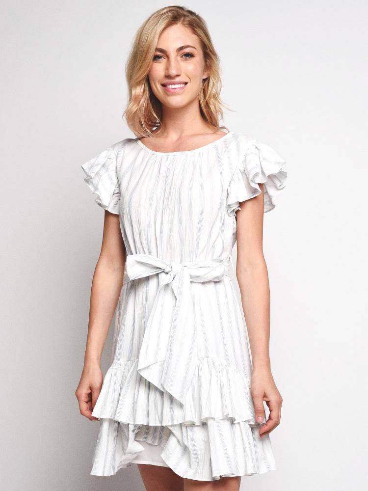 rebecca taylor dress Rebecca Taylor Sleeveless Stripe Ruffle Dress – Saint Bernard
