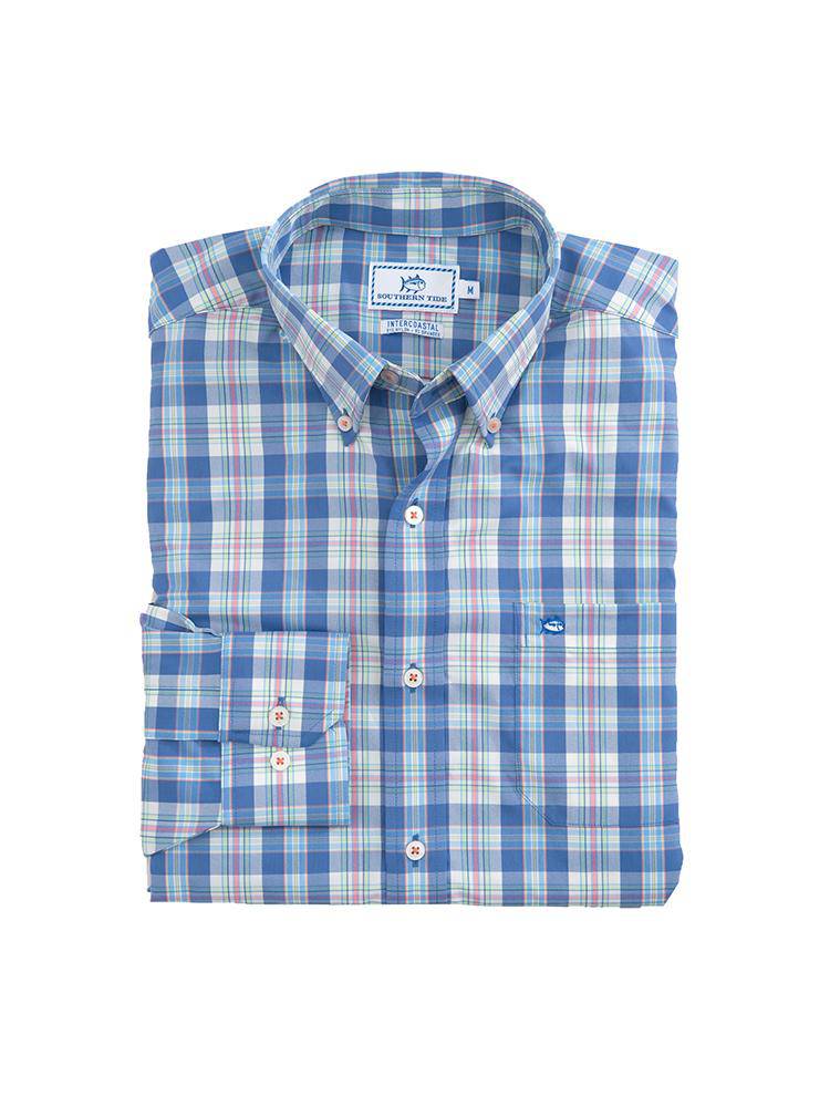 Southern Tide Great Harbor Plaid Long Sleeve Shirt - Saint Bernard