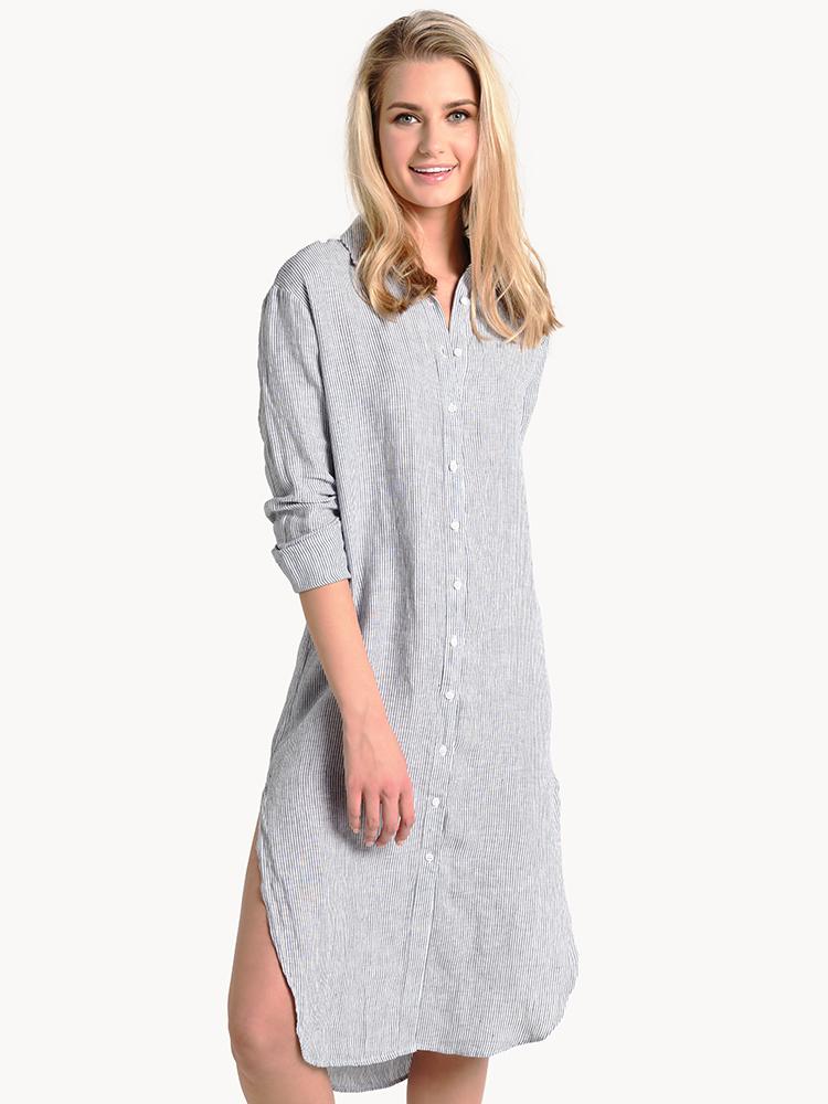 Stateside Stripe Linen Midi Button Down Dress Stateside Stripe Linen Midi Button Down Dress