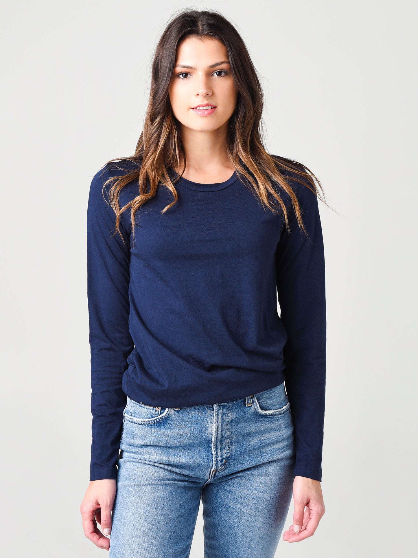 Stateside Women's Royal Supima Long Sleeve Crew Tee - Saint Bernard