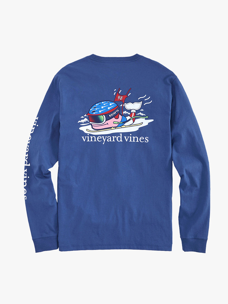 Vineyard Vines Boys Long Sleeve Ski Race Whale Pocket Tee