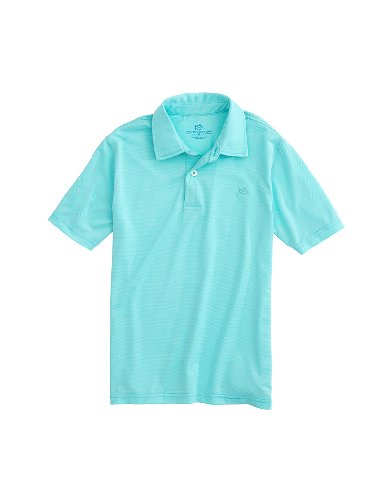 Southern Tide Boys' Carlisle Bay StripePerformance Polo - Saint Bernard