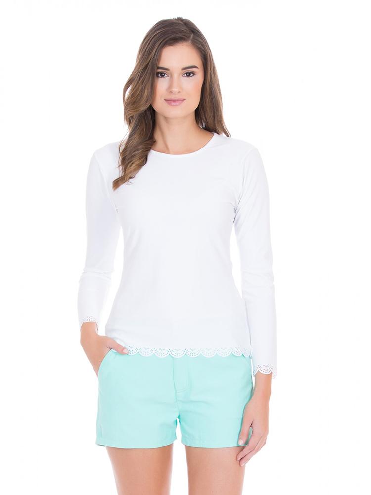 Cabana Life Scallop Rashgaurd White - Saint Bernard