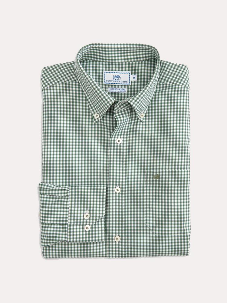 Southern Tide Men's Wintertime Gingham Intercoastal Performance Shirt - Saint Bernard