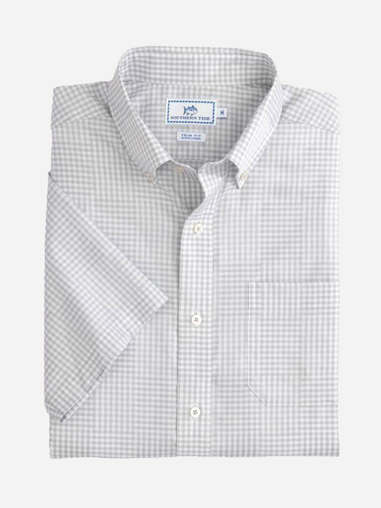 Southern Tide Men's Palmetto Point Gingham Short Sleeve Sport Shirt - Saint Bernard