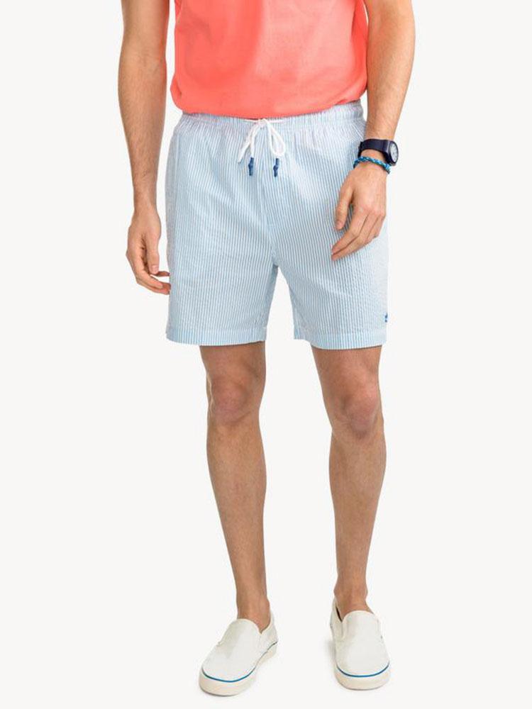 Southern Tide Men's Seersucker Swim Trunk Saint Bernard